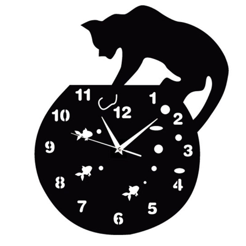 Horloge Chat Noir sur Bocal - Vraiment-chat