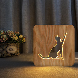 Lampe Chat en Bois - Vraiment-chat