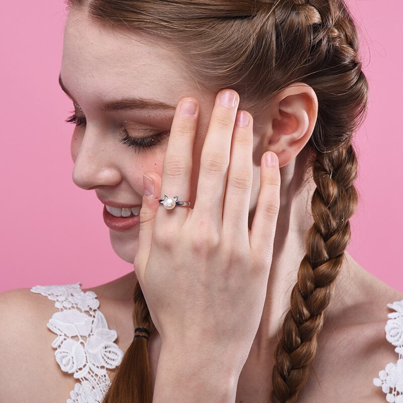 Bague Chat Perlée (Argent) - Vraiment-chat