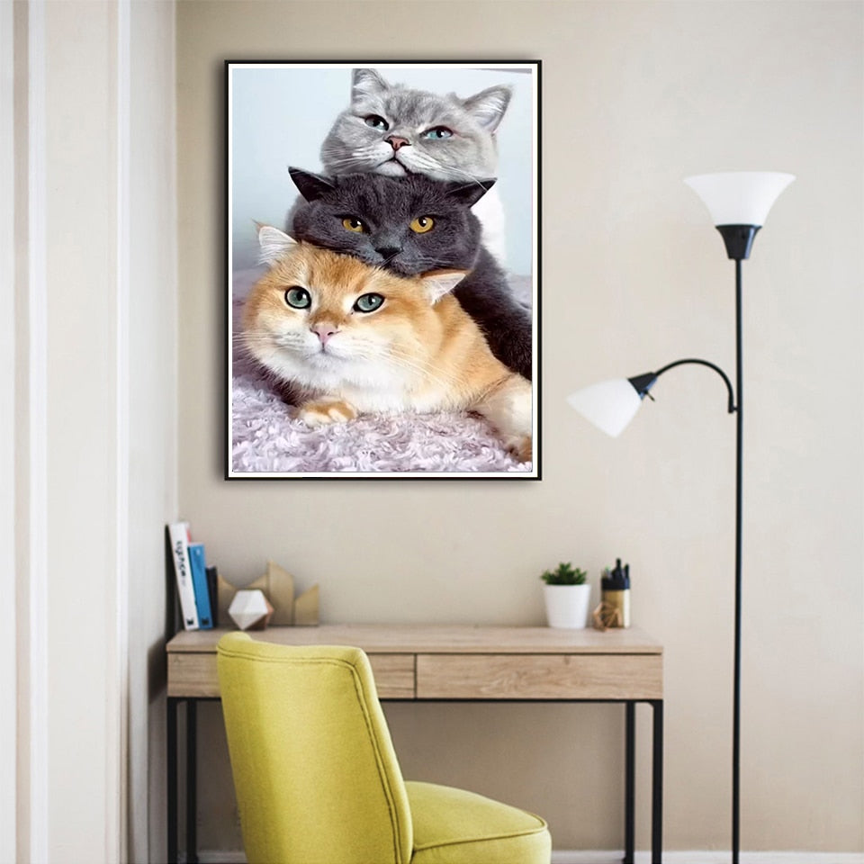 Peinture par numéro de Trois British Shorthair - Vraiment-chat