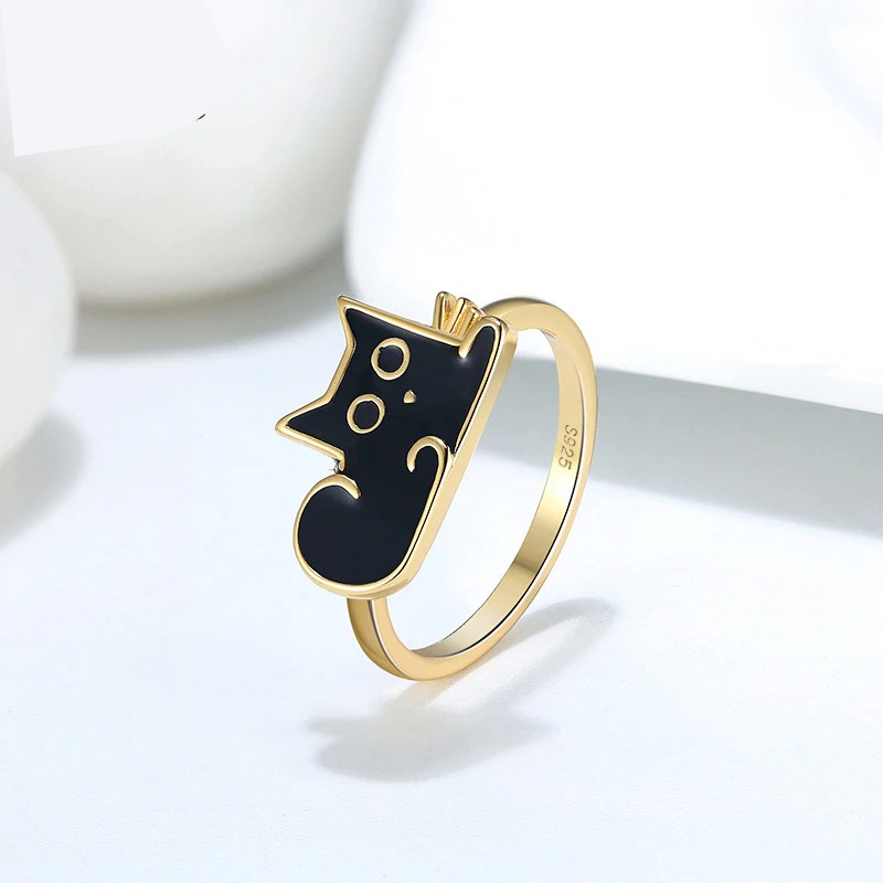 Bague Chat en Argent Or et Noir - Vraiment-chat