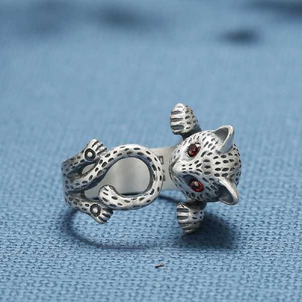 Bague avec Chat aux Yeux Rouges (Argent) - Vraiment-chat