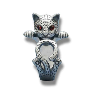 Bague avec Chat aux Yeux Rouges (Argent) - Vraiment-chat