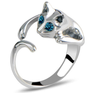 Bague en Forme de Chat aux Yeux Bleus - Vraiment-chat