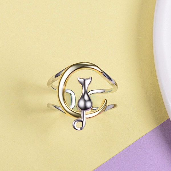 Bague Chat Croissant de Lune (Argent) - Vraiment-chat