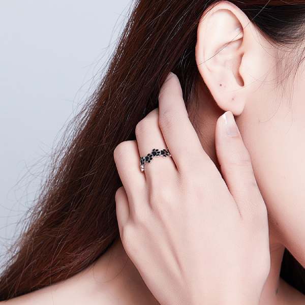 Bague Chat aux Empreintes Noires (Argent) - Vraiment-chat