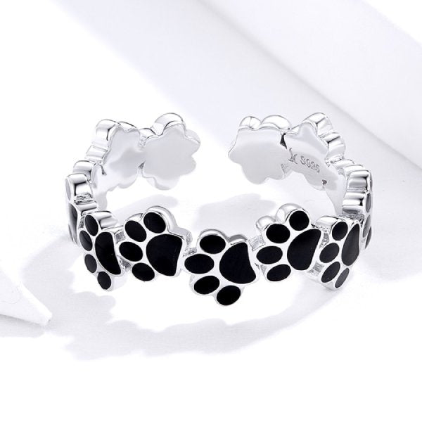 Bague Chat aux Empreintes Noires (Argent) - Vraiment-chat