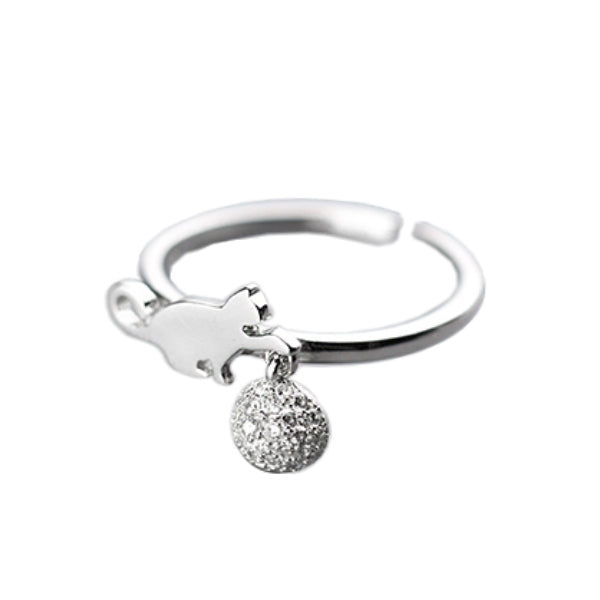 Bague Chat joueur (argent) - Vraiment-chat