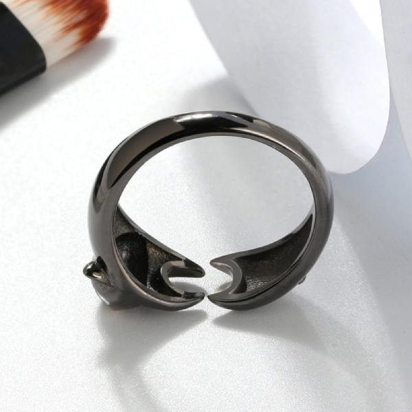 Bague Chat Noir Enroulant (Argent) - Vraiment-chat