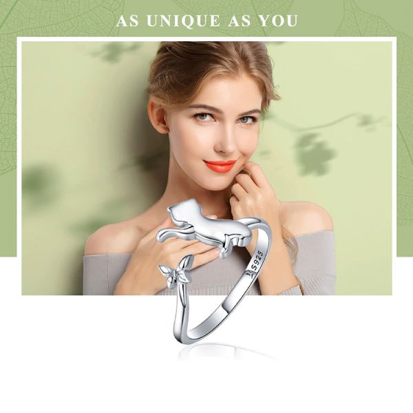 Bague Chat et son Papillon (Argent) - Vraiment-chat