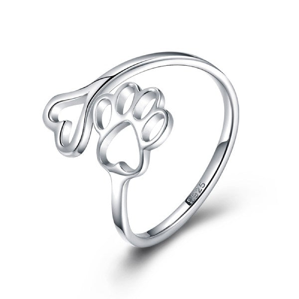 Bague Patte de Chat sur le Coeur (argent) - Vraiment-chat