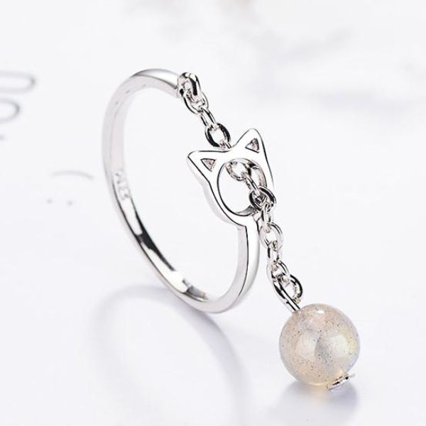 Bague Chat et sa Perle (Argent) - Vraiment-chat