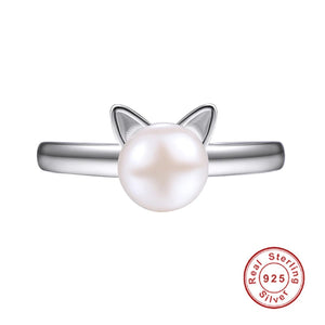 Bague Chat Perlée (Argent) - Vraiment-chat