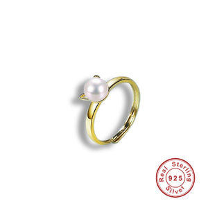 Bague Chat Perlée (Argent) - Vraiment-chat