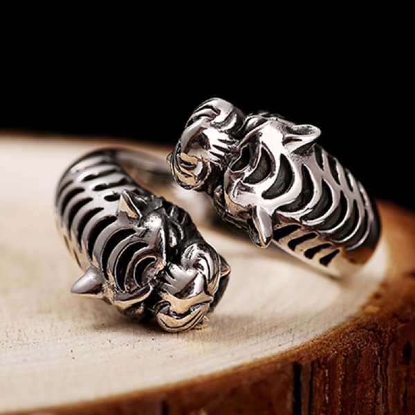 Bague Têtes de Tigre (Argent) - Vraiment-chat