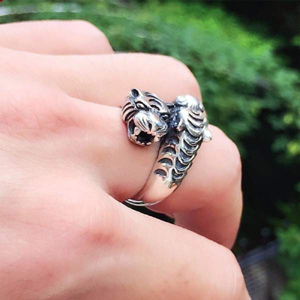 Bague Têtes de Tigre (Argent) - Vraiment-chat