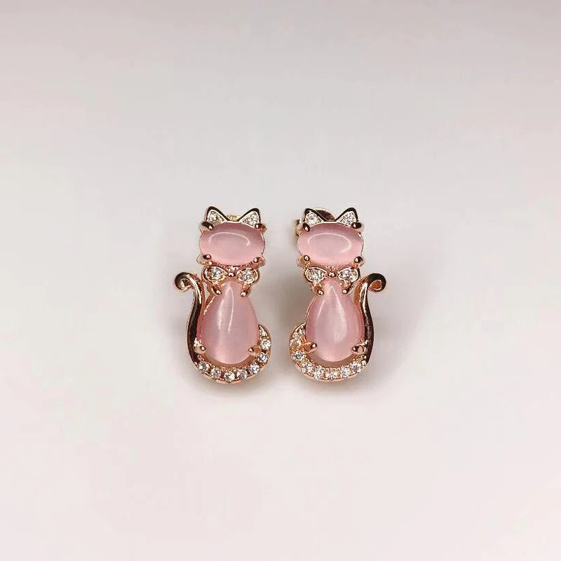 Boucles d'oreilles Chat en Or Rose - Vraiment-chat