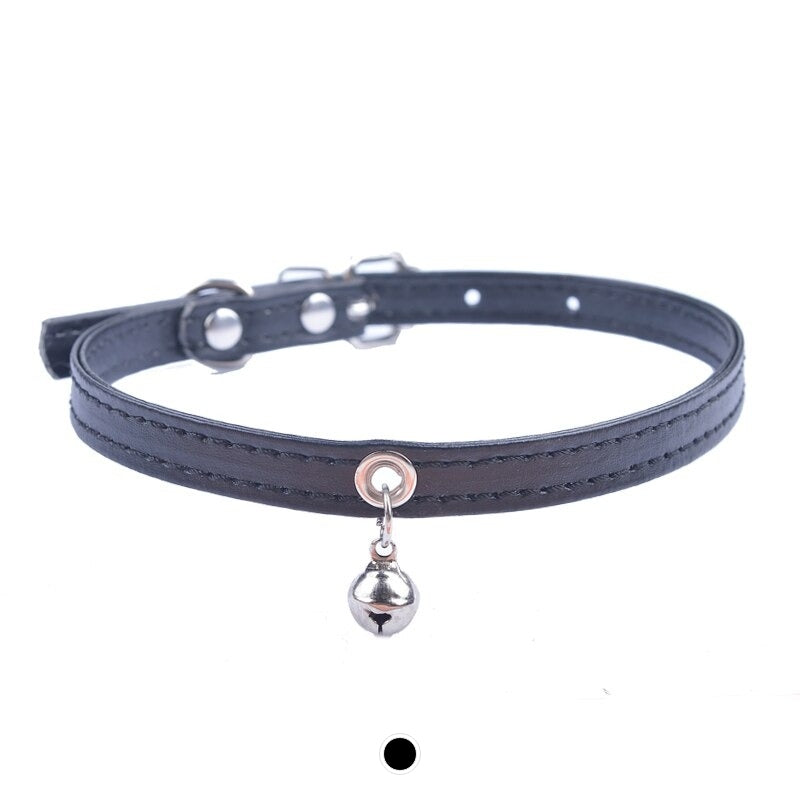 Collier Chat en cuir avec Clochette - Vraiment-chat