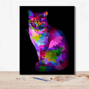 Peinture par Numéro Chat Multicolore - Vraiment-chat