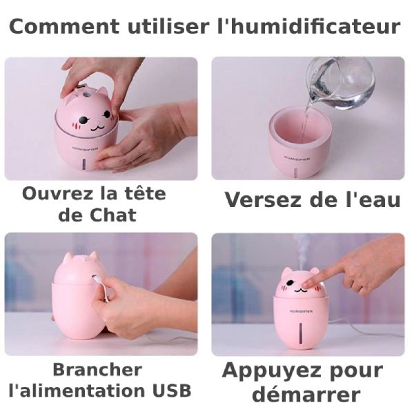 Humidificateur Chat à Ultrason 3 en 1 - Vraiment-chat