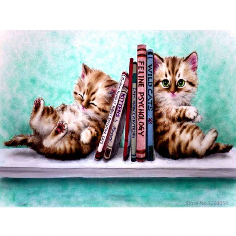 Peinture par Numéro Chatons et Livres - Vraiment-chat