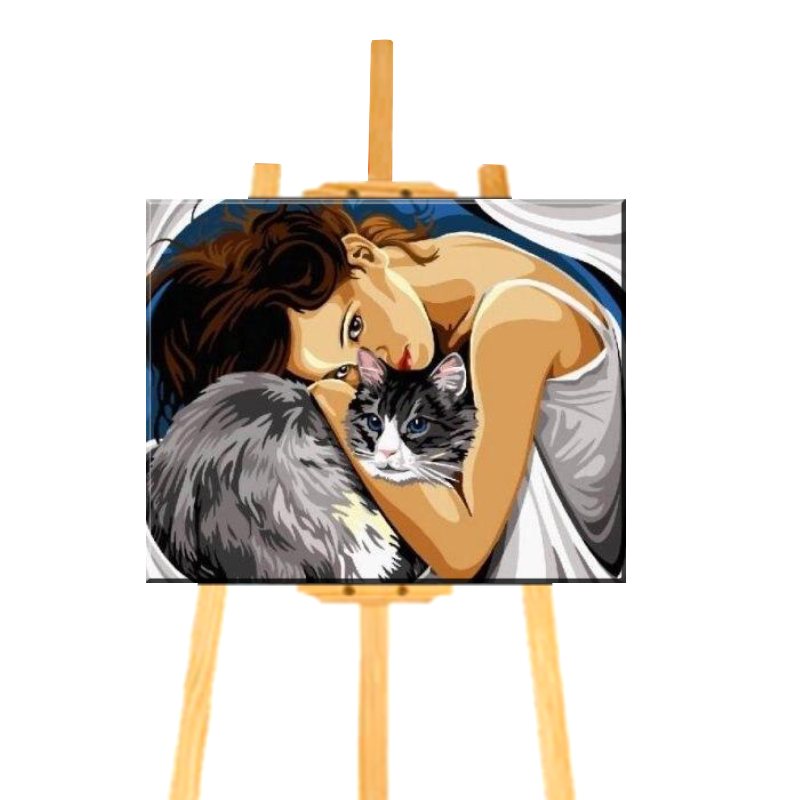 Peinture par numéro Femme avec Chat - Vraiment-chat