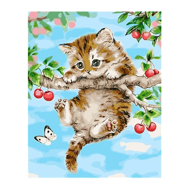 Peinture par Numéro Chaton sur Branche - Vraiment-chat