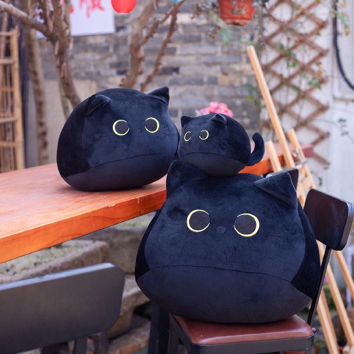 Peluche chat noir ronde