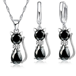 Pendentif et Boucles d'Oreilles Chat