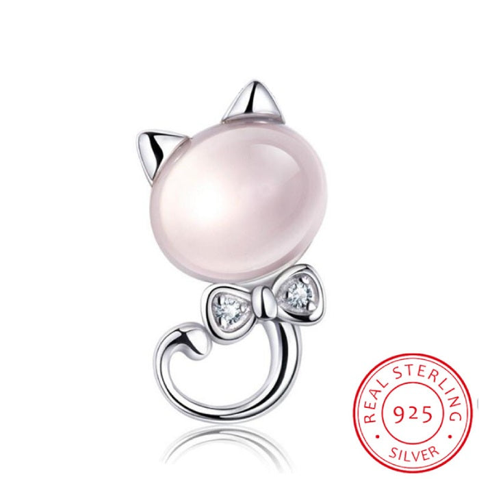 Pendentif Chat perle rose