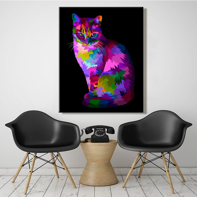 Peinture par Numéro Chat Multicolore - Vraiment-chat