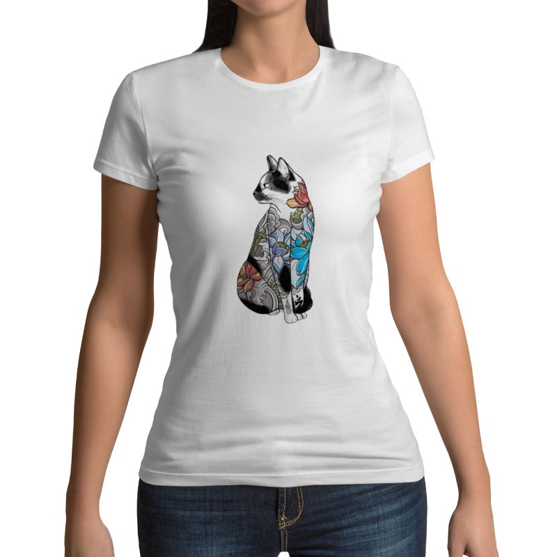 t-shirt chat fleuri - Vraiment-chat