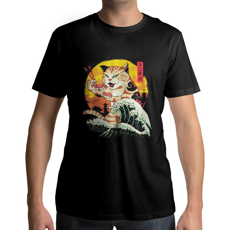 T-Shirt Chat qui mange des Sushi - Vraiment-chat