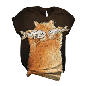 T-Shirt Chat aux yeux de poissons - Vraiment-chat