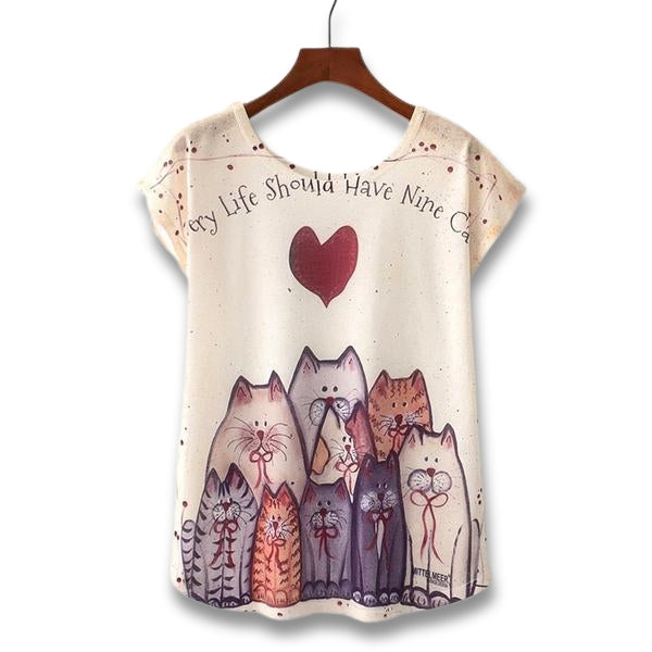 T-shirt Chat Femme Nine Cats - Vraiment-chat