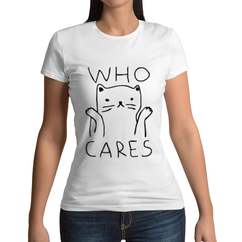 T-Shirt Imprimé Chat Who Cares - Vraiment-chat