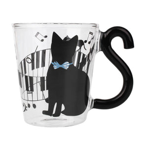 tasse silhouette chat bleu et piano