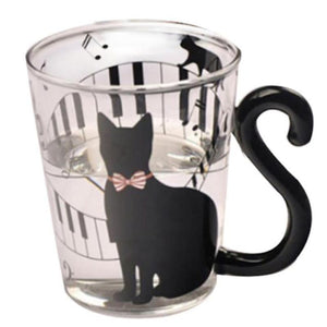 tasse silhouette chat rose et piano